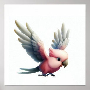 Affiche Une aquarelle 3D peinte d'une jolie galah Cockatoo