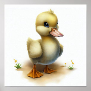 Affiche Une aquarelle 3D Peinture d'une jolie jeune oie