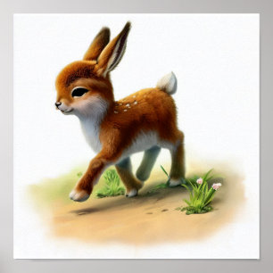 Affiche Une aquarelle rendu 3D Peinture d'une antilope