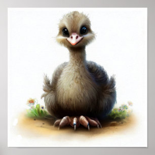 Affiche Une aquarelle rendu en 3D Peinture d'une mignonne