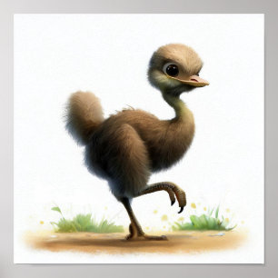 Affiche Une aquarelle rendu en 3D Peinture d'une mignonne