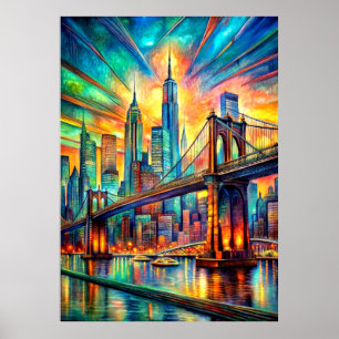 Affiche Une Aquarelle Vibrante Artiste De New York -Poster