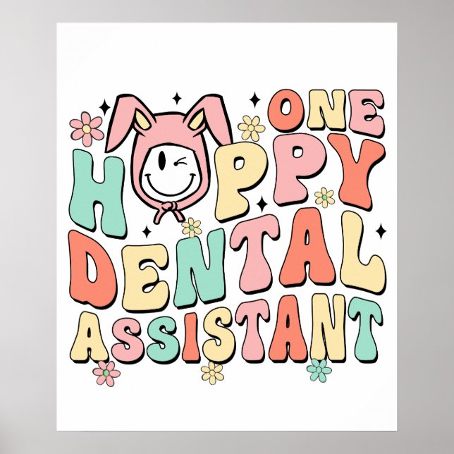 Affiche une assistante dentaire heureuse, rétro, vintage (Devant)