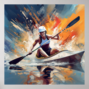 Affiche Une athlète de canoë-kayak.