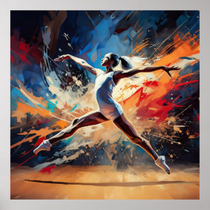 Affiche Une athlète de gymnastique féminine.