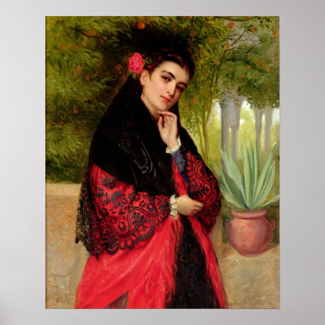 Affiche Une beauté espagnole, 1872 (huile sur toile) (Devant)