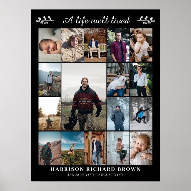 Affiche Une belle vie vécue 17 Collage photo mémorial (Devant)