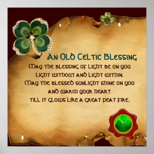 Affiche Une bénédiction irlandaise ancienne sur parchemin