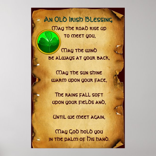 Affiche Une bénédiction irlandaise ancienne sur parchemin (Devant)
