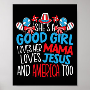 Affiche Une bonne fille qui aime l'Amérique 4 juillet les