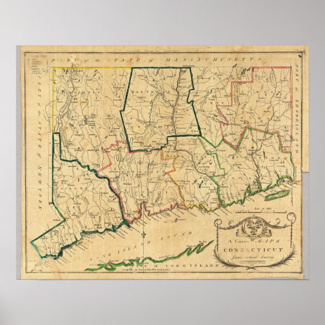 Affiche Une carte correcte du Connecticut (Devant)
