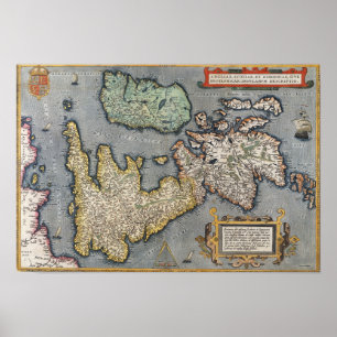 Affiche Une carte de la Grande-Bretagne   1587