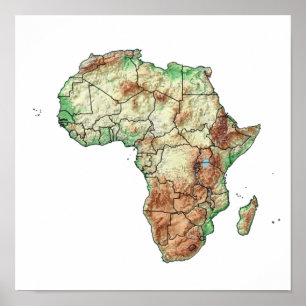 Affiche Une carte de l'Afrique codée par couleur avec ses