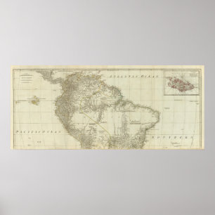 Affiche Une carte de l'Amérique du Sud, section nord