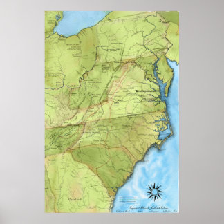 Affiche Une carte des endroits importants pour les Indiens