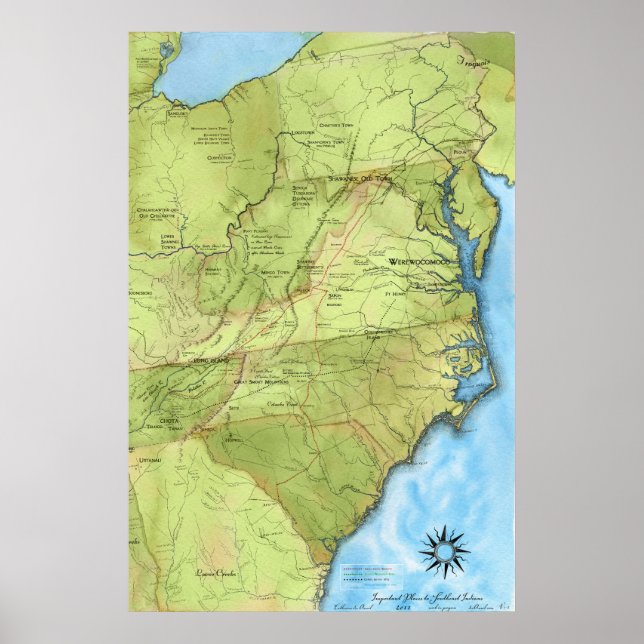 Affiche Une carte des endroits importants pour les Indiens (Devant)