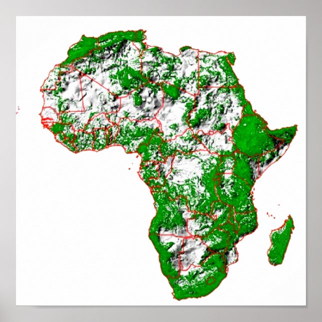 Affiche Une carte en relief ombré codée par couleur de l'A (Devant)