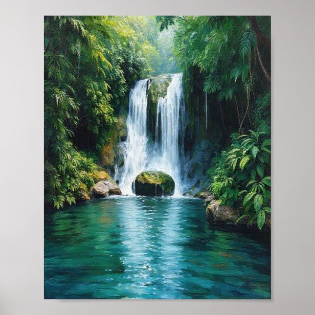 Affiche Une cascade baignée de soleil au cœur (Devant)