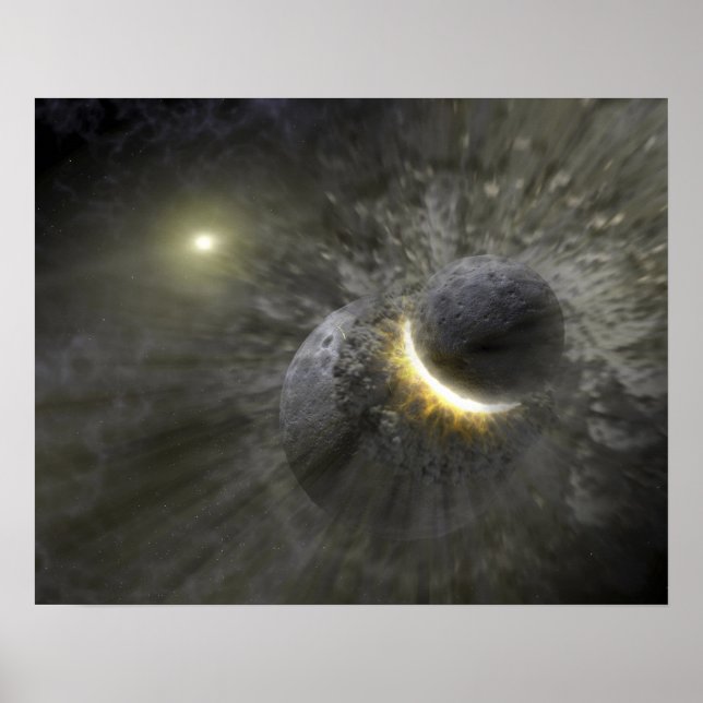 Affiche Une collision entre des objets massifs dans l'espa (Devant)