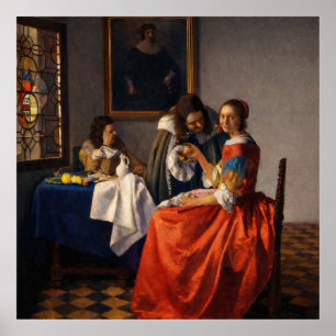 Affiche Une Dame et Deux Gentlemen par Johannes Vermeer