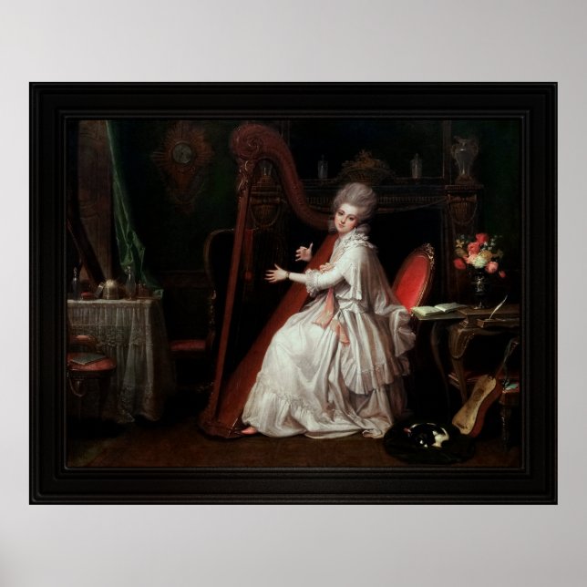 Affiche Une dame jouant sur la harpe par Richard Cosway (Devant)