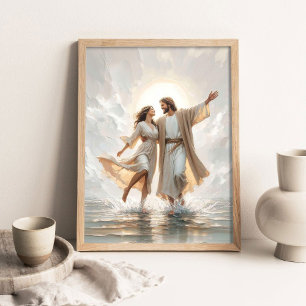 Affiche Une danse sur l'eau, Peinture chrétienne, Jésus ma