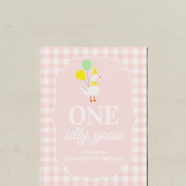 Affiche Une drôle d'oie Gingham 1er anniversaire (Créateur téléchargé)