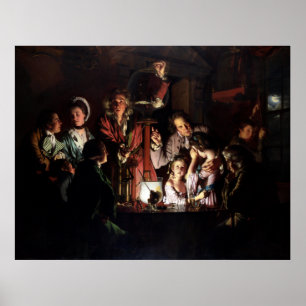 Affiche Une expérience sur un oiseau dans une pompe à air