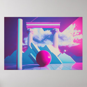Affiche Une exploration vaporwave de la nostalgie et du fu