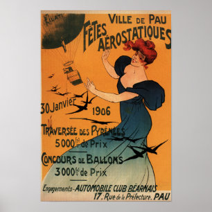 Affiche Une Femme À Tête Rouge Attend L'Affiche Des Oiseau