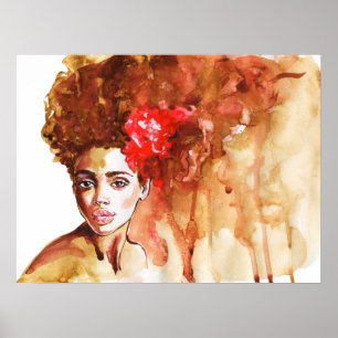 Affiche Une femme africaine. Aquarelle, peinture