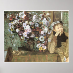 Affiche Une femme avec des chrysanthèmes, Edgar Degas
