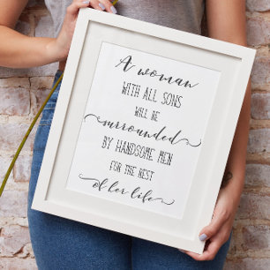 Affiche Une femme avec tous les fils, noir et blanc Word A