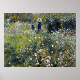 Affiche Une femme avec un parasol dans un jardin par Augus