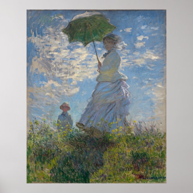 Affiche Une femme avec un parasol par Claude Monet (Devant)