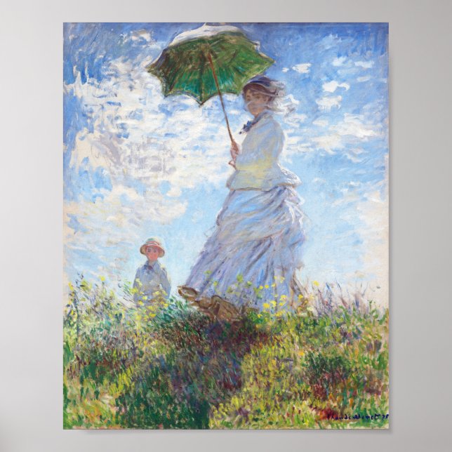 Affiche Une femme avec un parasol par Claude Monet (Devant)