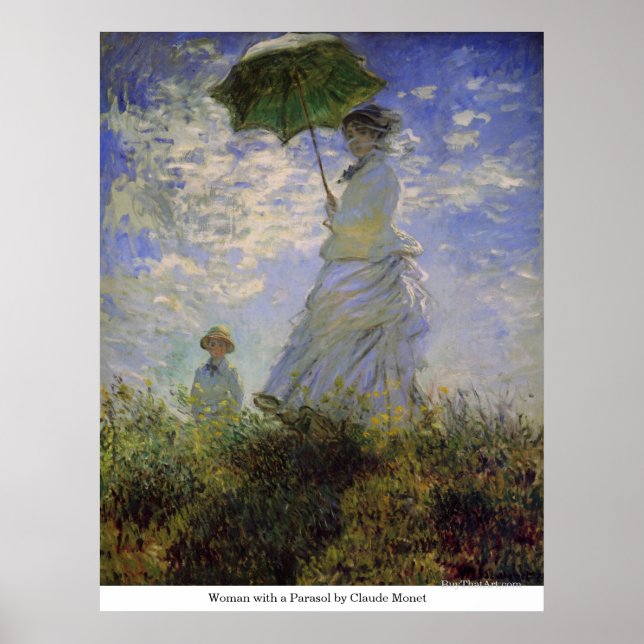 Affiche Une femme avec un parasol par Claude Monet (Devant)