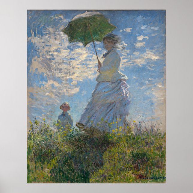 Affiche Une femme avec un parasol | Paysage français (Devant)