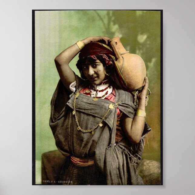 Affiche Une femme bédouine, Tunis, Tunisie Photochrom vint (Devant)