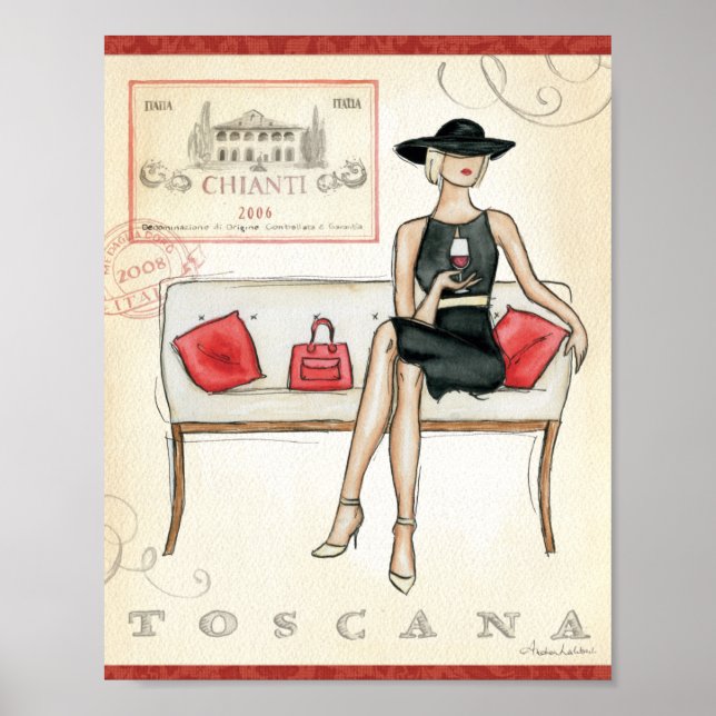Affiche Une Femme Boit Du Vin Rouge (Devant)