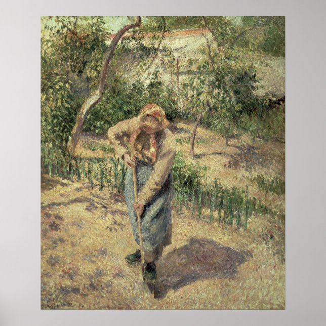 Affiche Une femme creusant dans un verger, 1882 (Devant)
