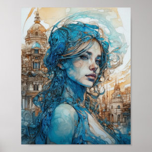 Affiche Une femme dans la ville blues and Browns