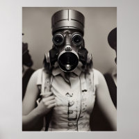 Une femme dans un masque à gaz