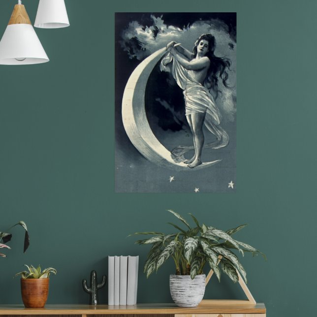 Affiche Une femme de l'Art Nouveau sur la lune du croissan (Salon 1)