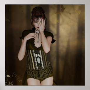 Affiche Une femme en attente : Portrait numérique Art goth