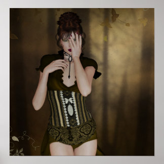 Affiche Une femme en attente : Portrait numérique Art goth