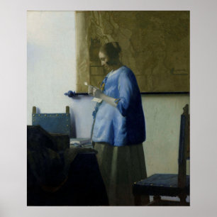 Affiche Une femme en bleu lisant une lettre de Vermeer - P