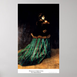 Affiche Une femme en robe verte à Claude Monet