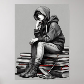 Affiche "Une femme en rouge, seule"