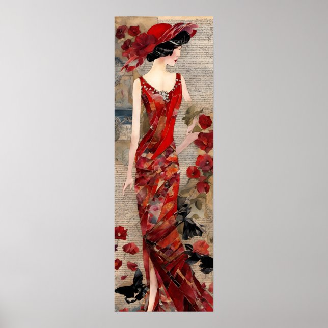 Affiche Une femme en tenue rouge (Devant)